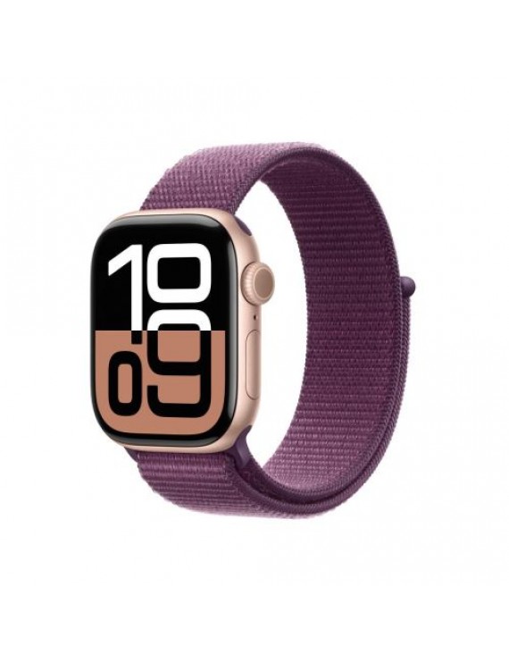 Apple Watch Series 10 GPS 42mm Rose Gold Alu case, Plum Sport Loop S/M EU MWWK3