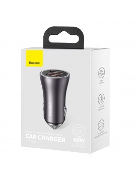 Baseus Car Charger Golden Contactor Max Dual Fast Charger U+U 60W Dark Gray (CGJM000013)