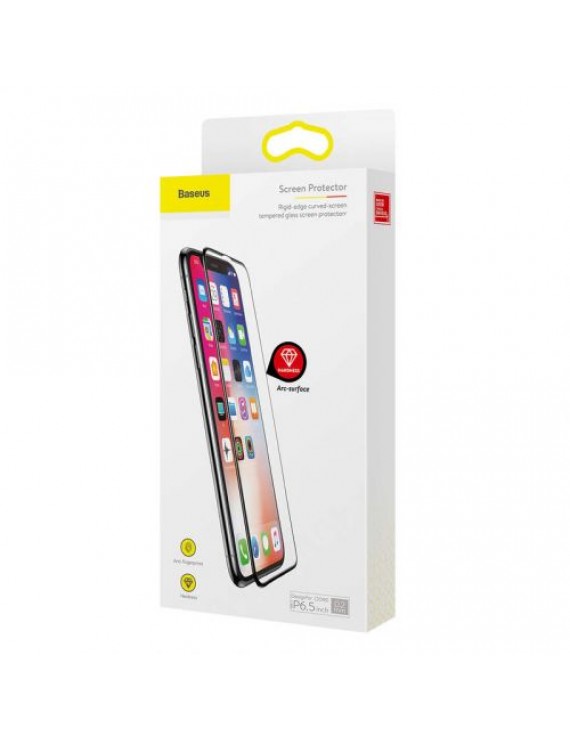 Baseus iPhone Xs Max 0.2 mm All-screen Arc-surface A-Blue T-Glass Black (SGAPIPH65-HE01)
