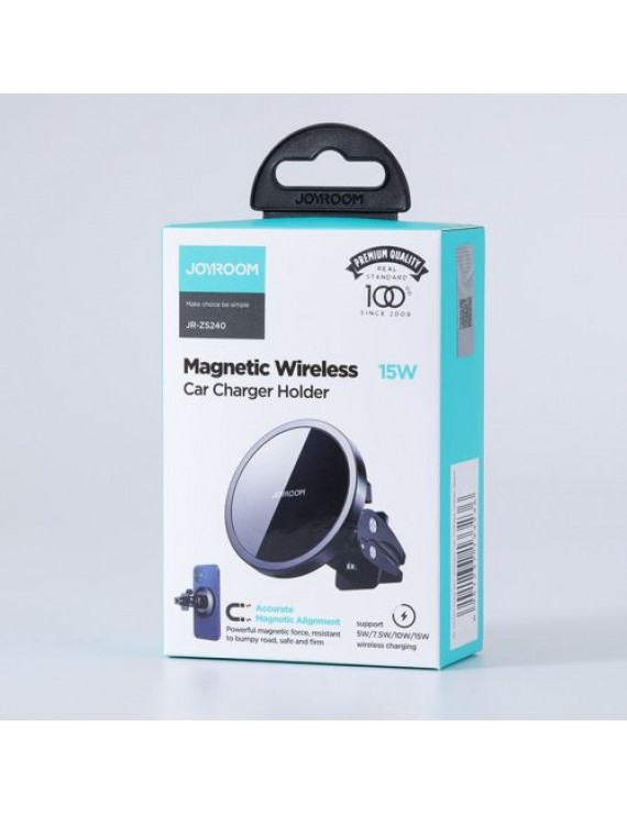 Joyroom Car Mount Wireless Charger MagSafe Clamp Holder (Air Outlet Verison) 4.5-6.7 inch, 15W, Black (JR-ZS240-AIR)