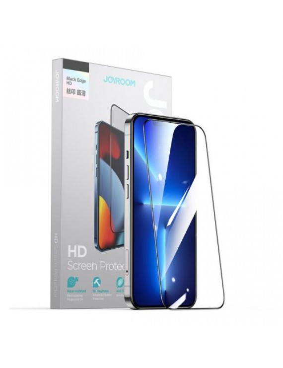 Joyroom iPhone 14 Knight Full Screen Tempred Glass 9H, 2.5D with Frame, Transparent (JR-H01)