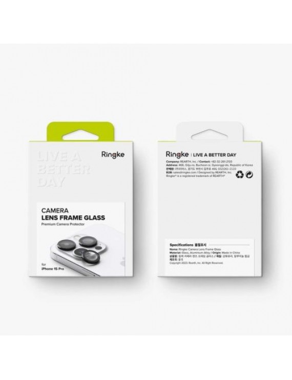 Ringke iPhone 15 Pro Camera Lens Frame Protector Aluminium Alloy Set Transparent/ Black