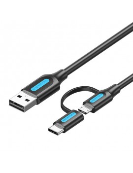 2in1 USB cable USB 2.0 to USB-C/Micro-B USB Vention CQDBF 1m (black)
